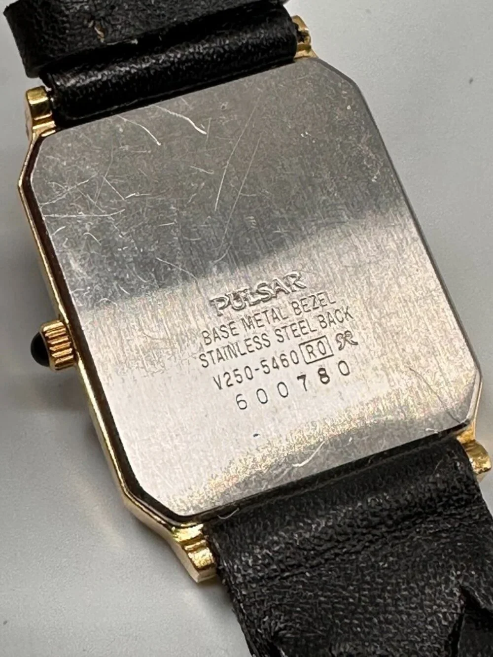 Vintage Pulsar Men Watch Gold Tone Black Dial APS Logo Leather Band New Battery